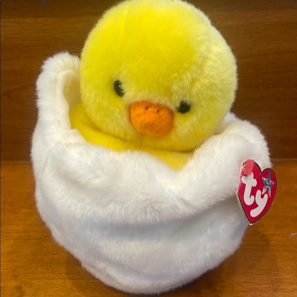 Ty Plush Yellow Chick in White Nest eggbert - Picture 1 of 1